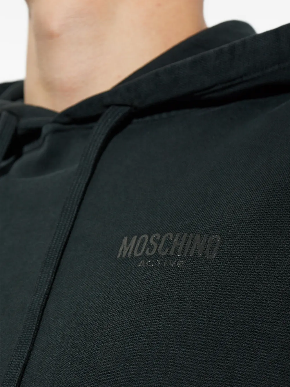 Moschino logo-trim hoodie Zwart