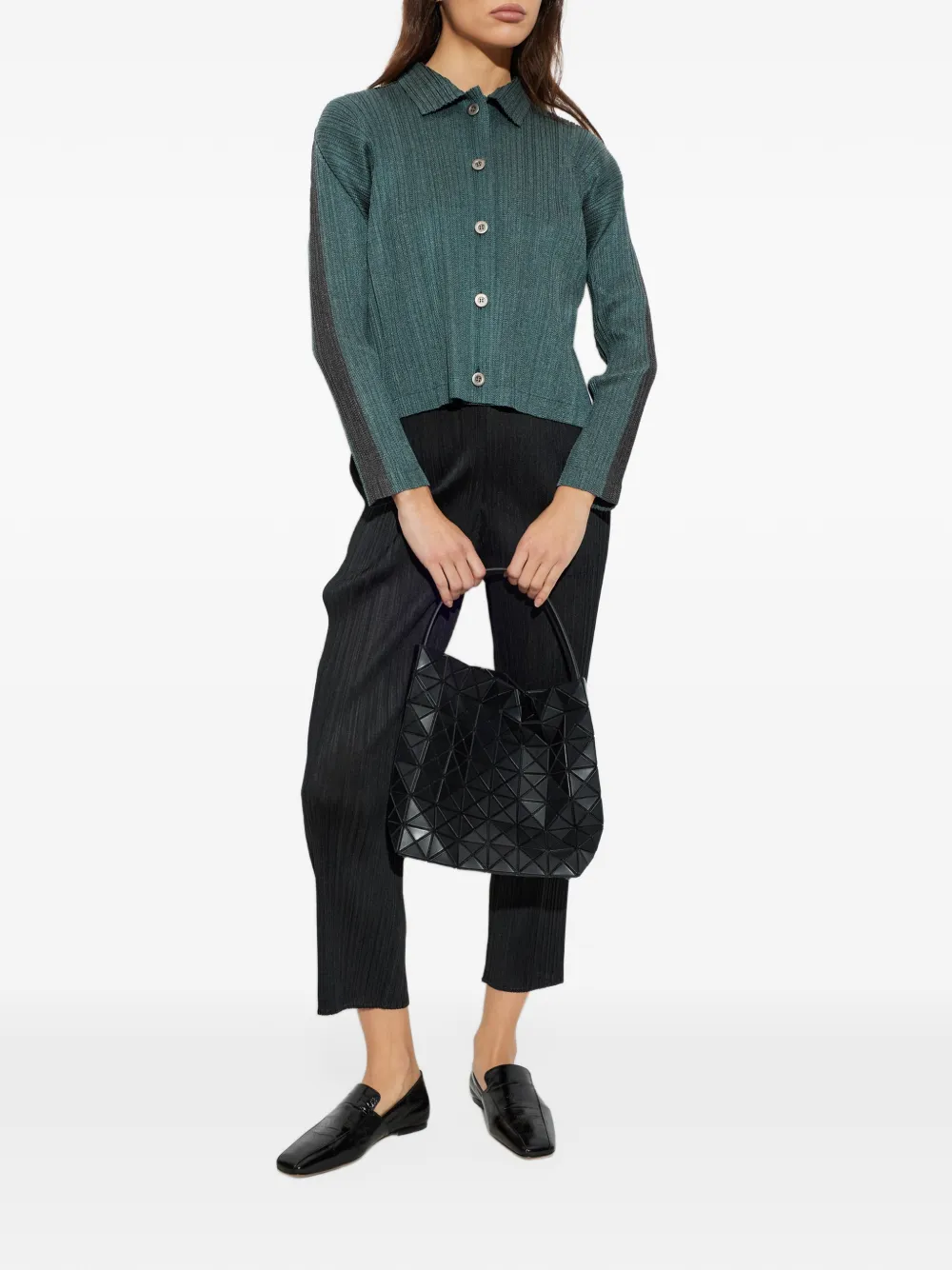 Issey Miyake pleated cardigan Groen