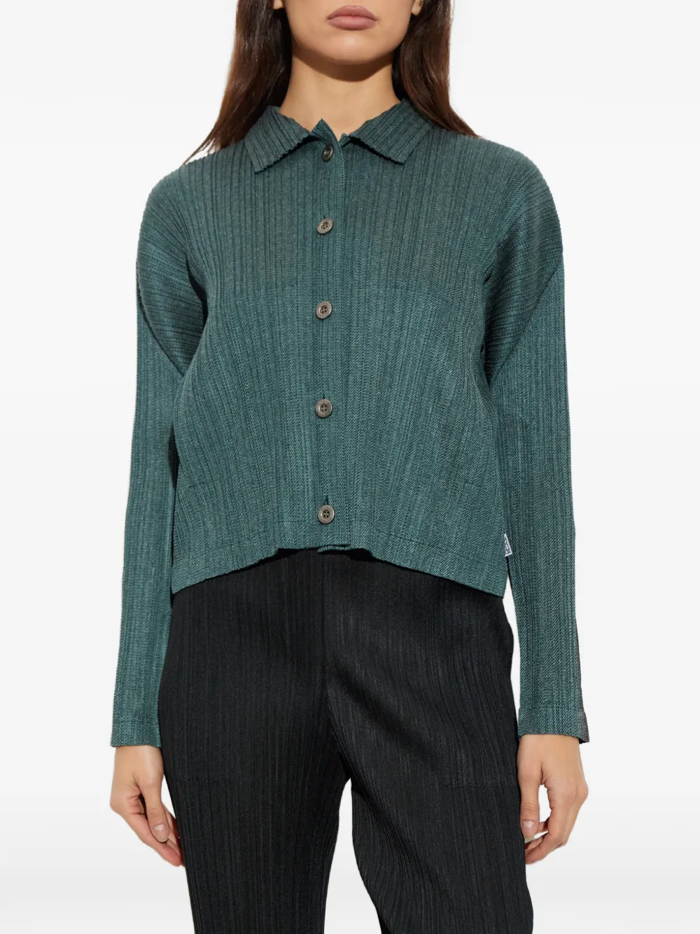 Issey Miyake pleated cardigan Groen