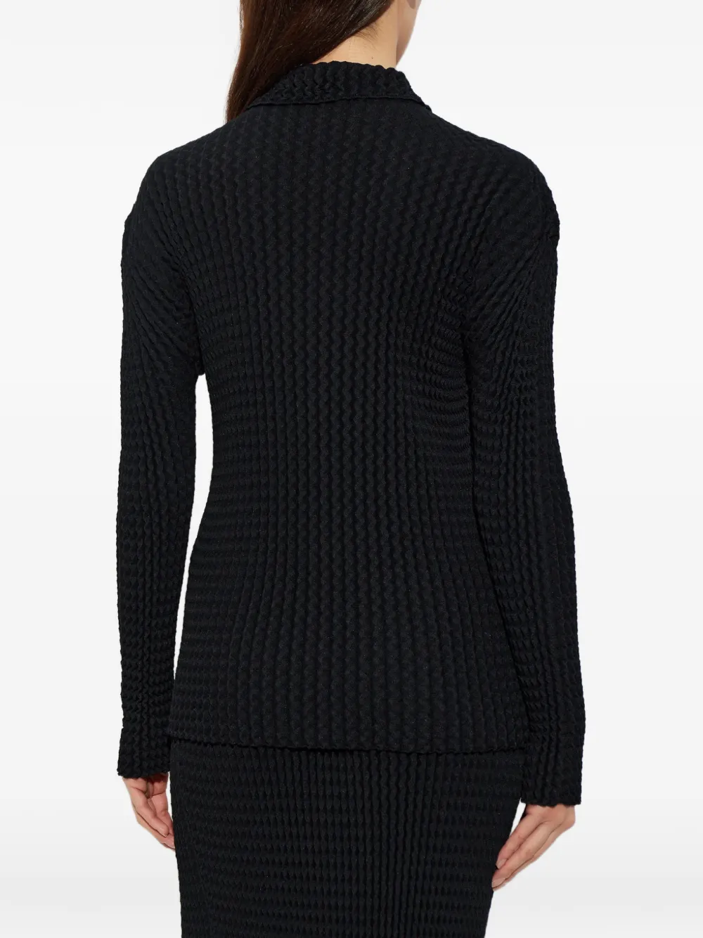 Issey Miyake pleated polo shirt Zwart