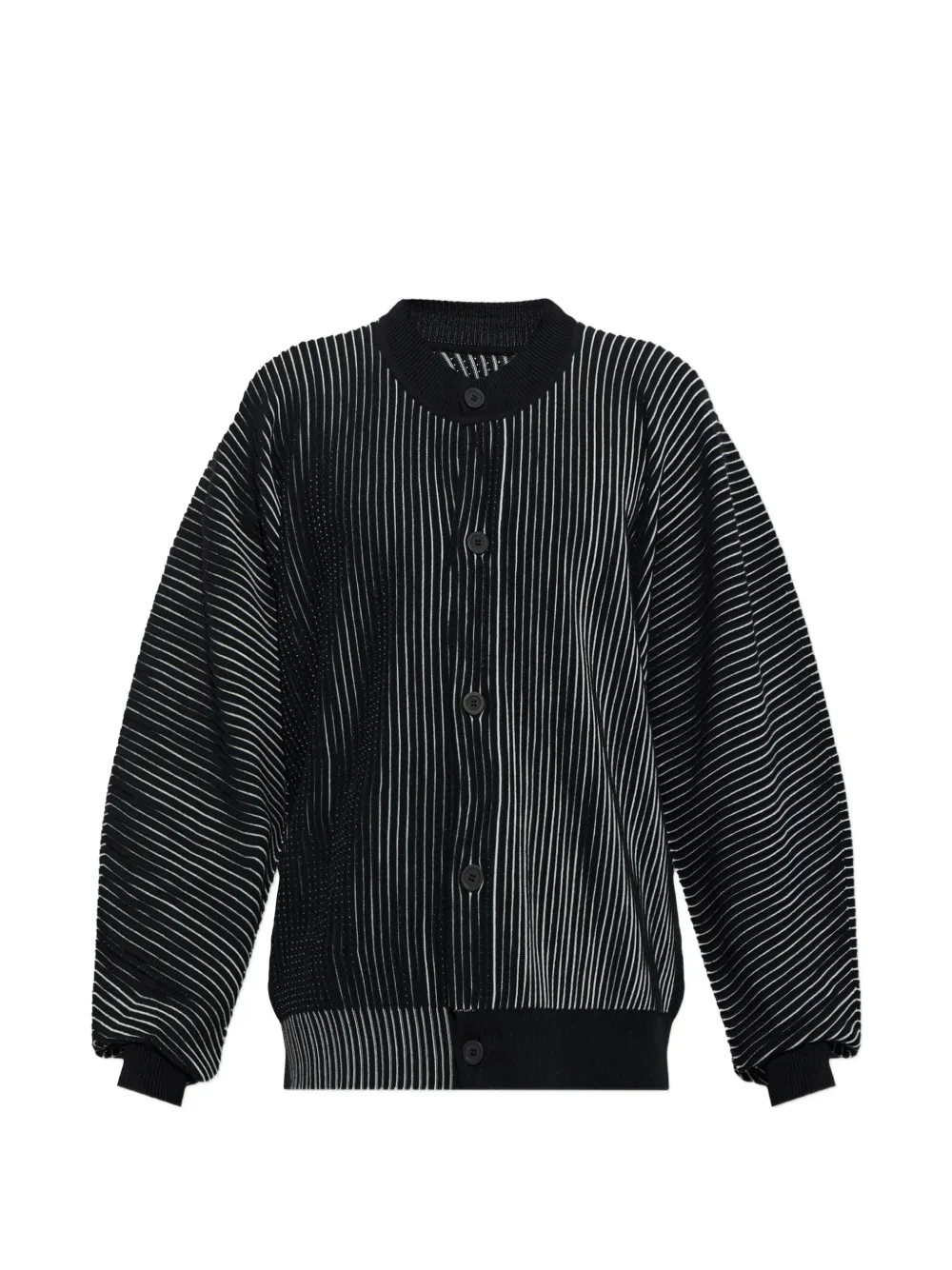 Homme Plissé Issey Miyake In The Shadow pleated pinstripe-pattern cardigan - Nero