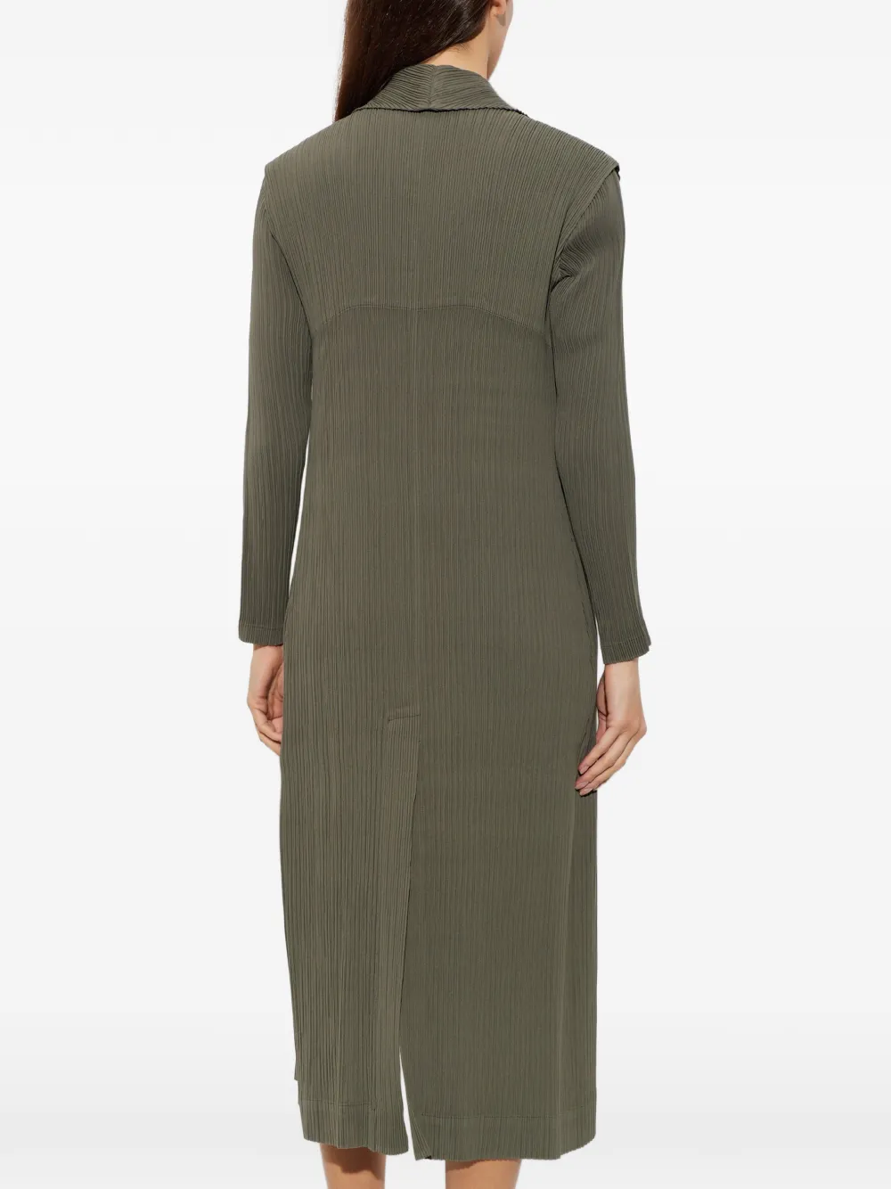 Issey Miyake pleated notch-lapel jacket Groen