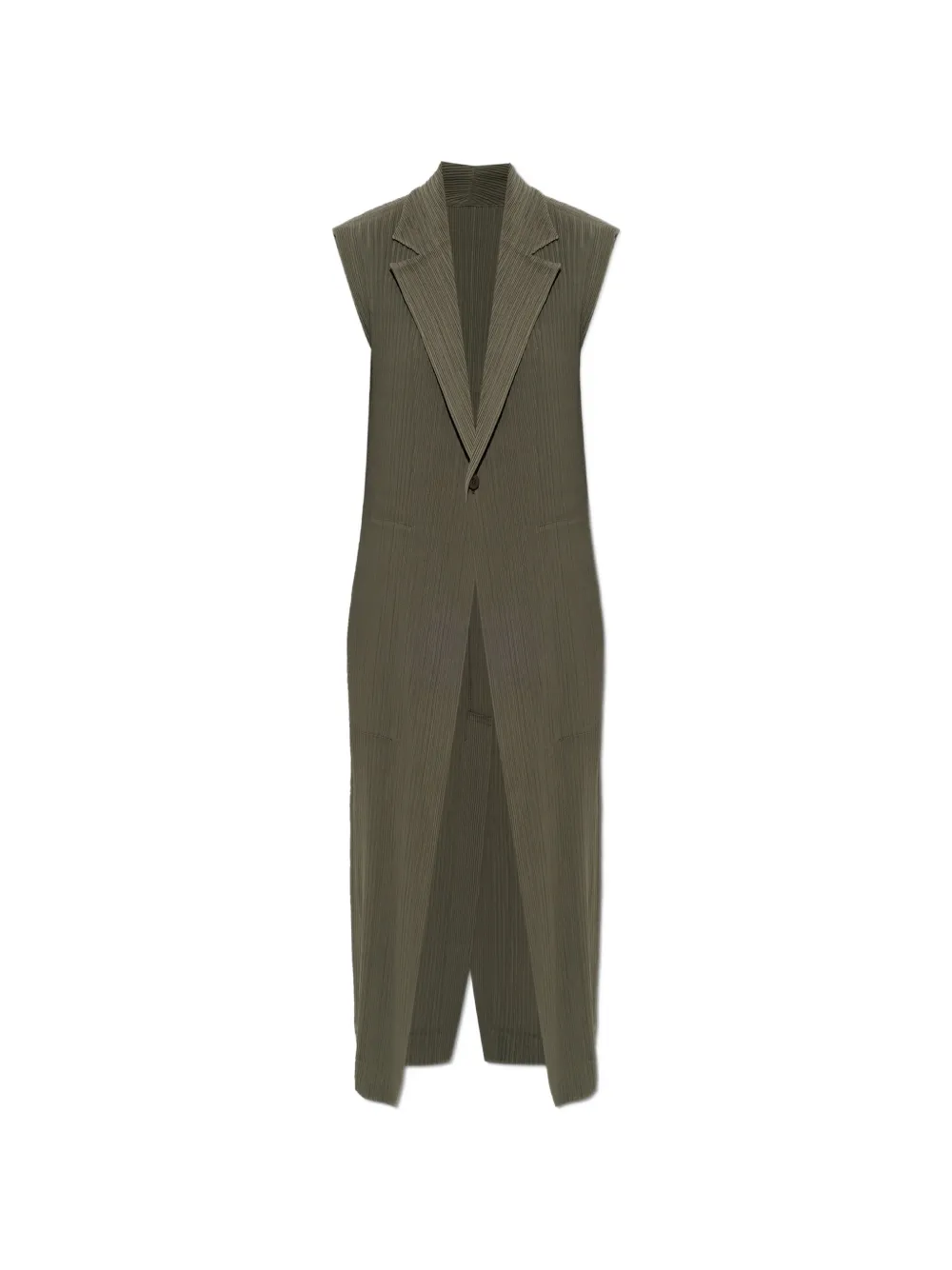 Issey Miyake pleated notch-lapel jacket Groen