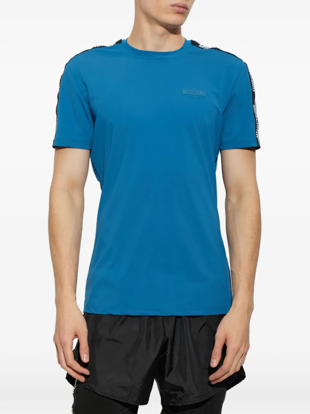 Moschino Active T-shirt met logoband Blauw