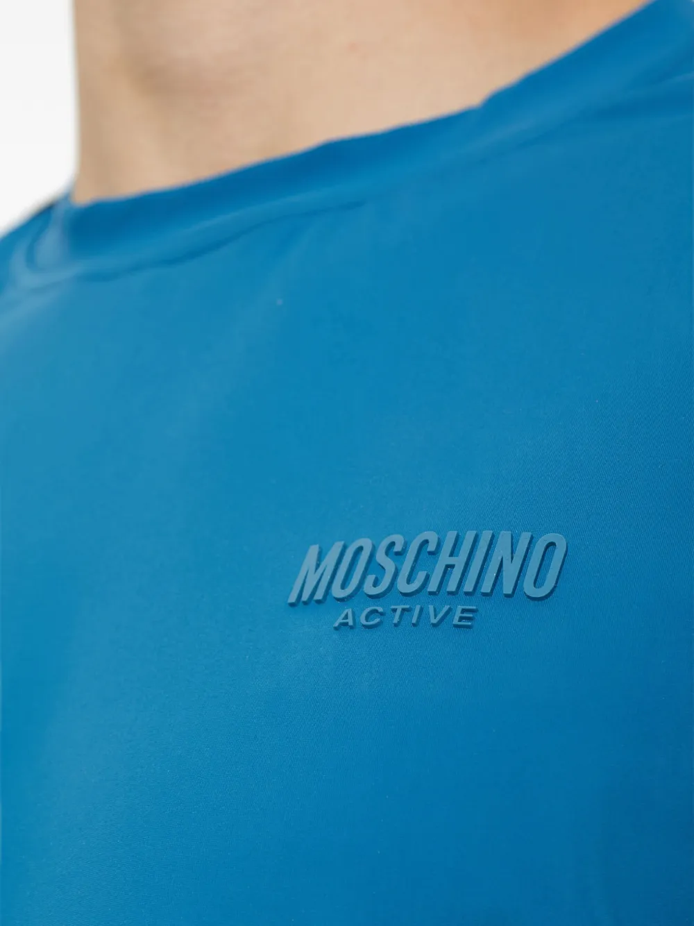 Moschino Active T-shirt met logoband Blauw
