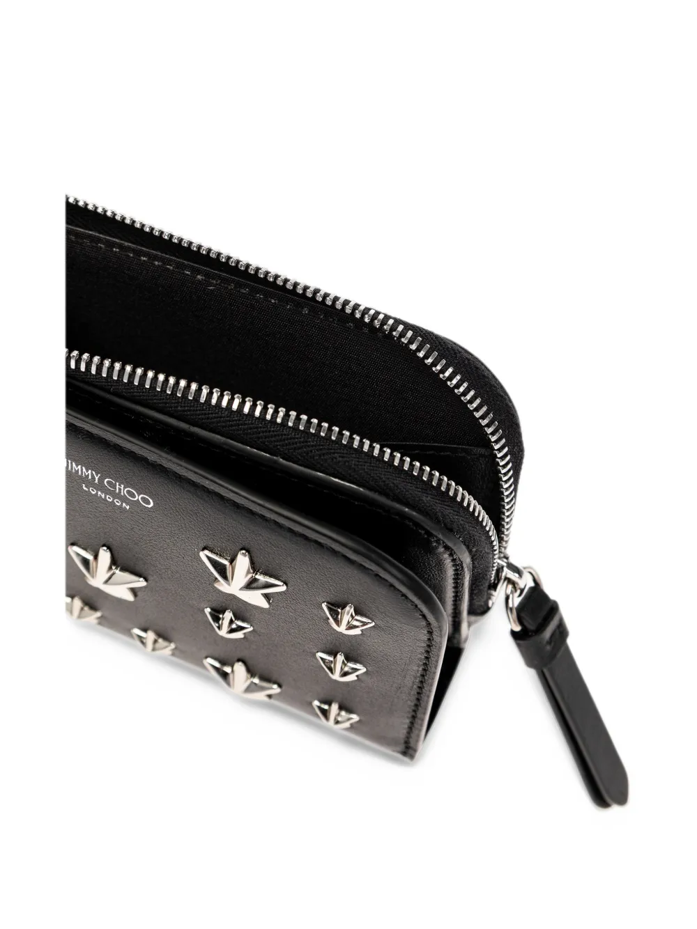 Jimmy Choo star-studded leather wallet Zwart