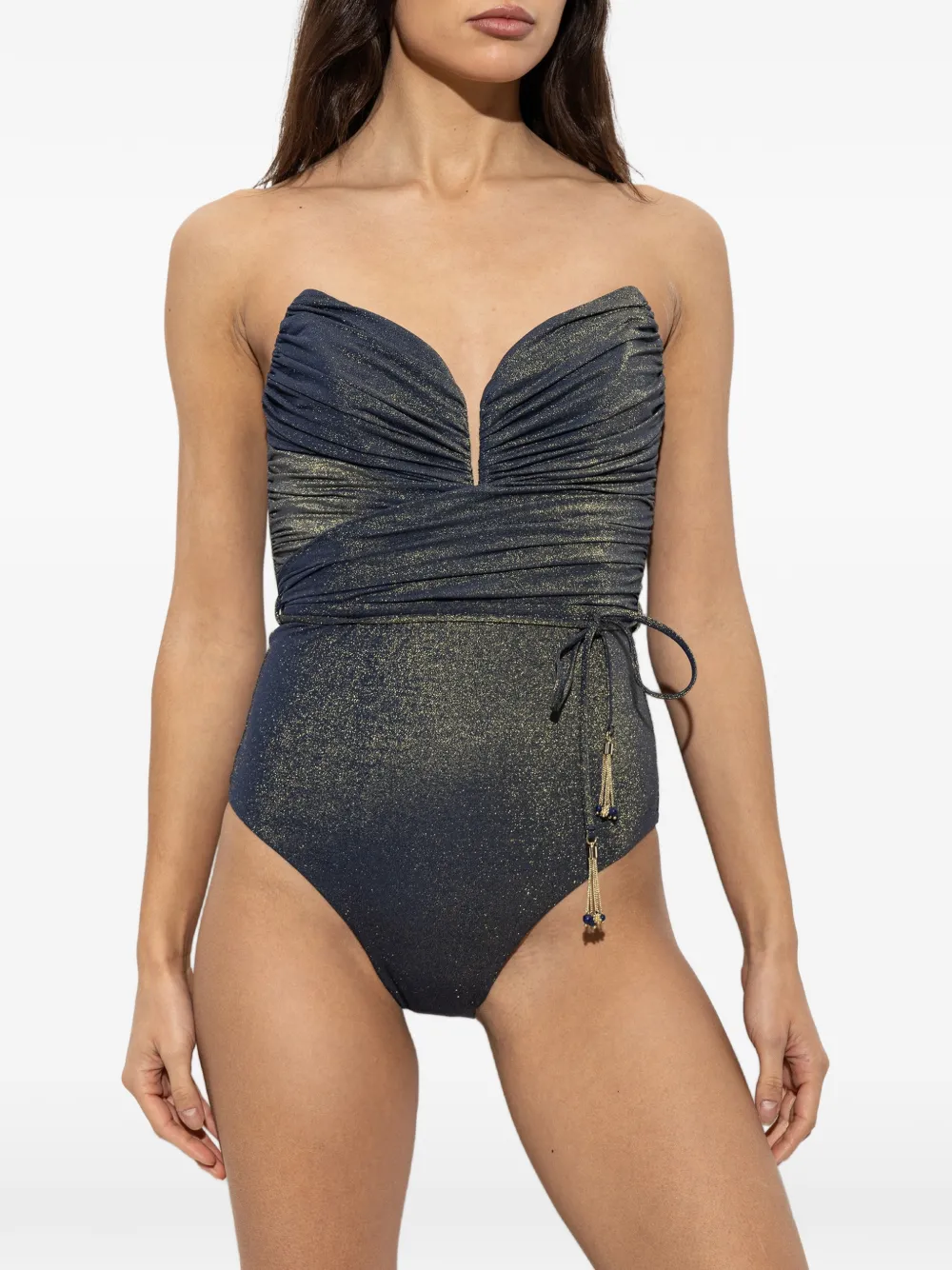 ZIMMERMANN Badpak met ruches en metallic-effect Blauw