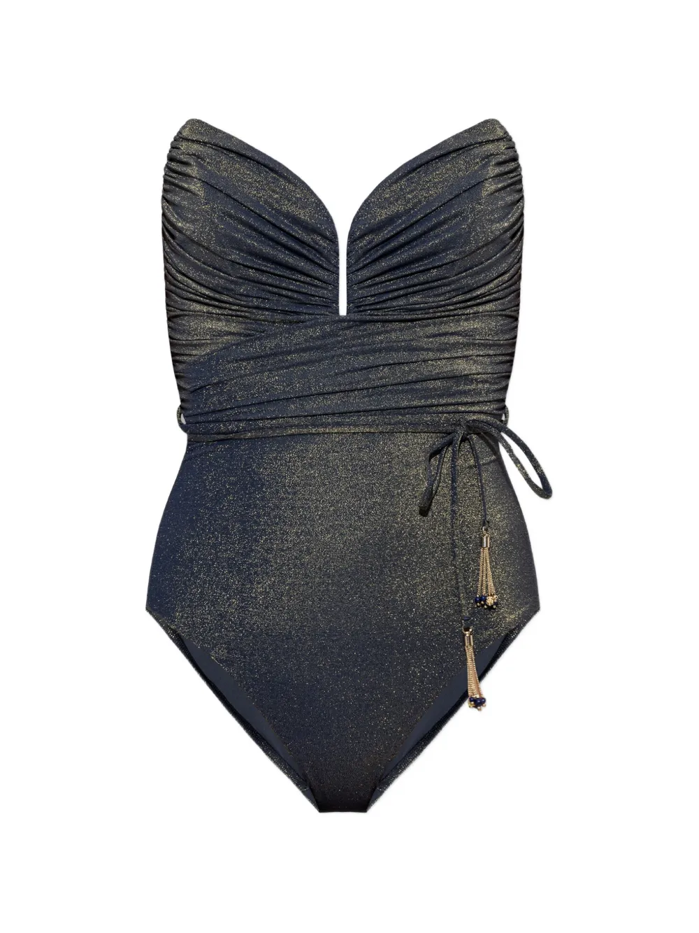 ZIMMERMANN metallic-effect ruched swimsuit - Blu