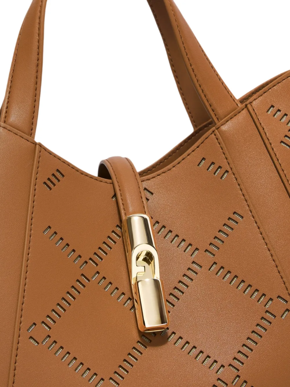 Furla Schoudertas met lasergesneden details Bruin
