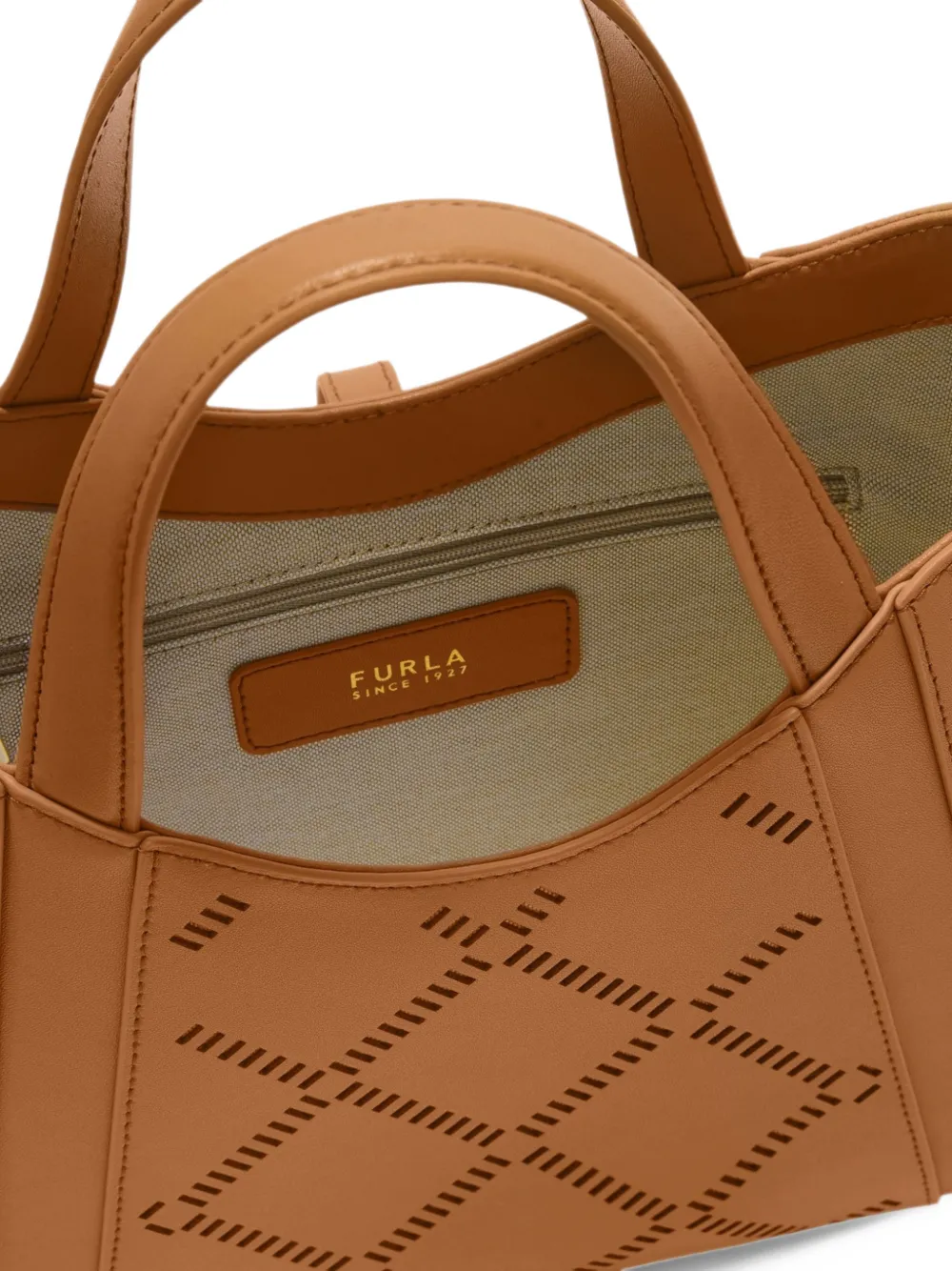 Furla Schoudertas met lasergesneden details Bruin