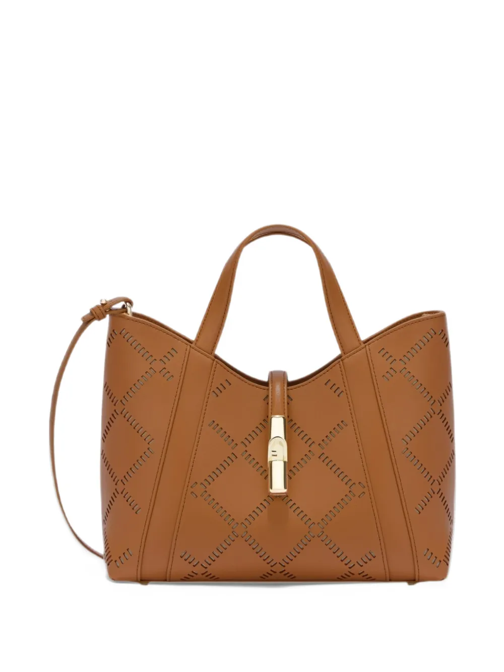 Furla Schoudertas met lasergesneden details Bruin
