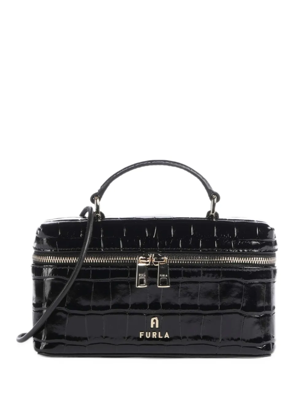 Furla Shopper met krokodillen-reliëf Zwart