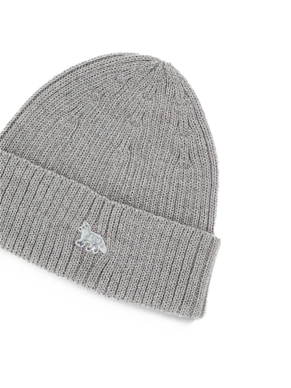 Maison Kitsuné ribbed-knit beanie hat Grijs
