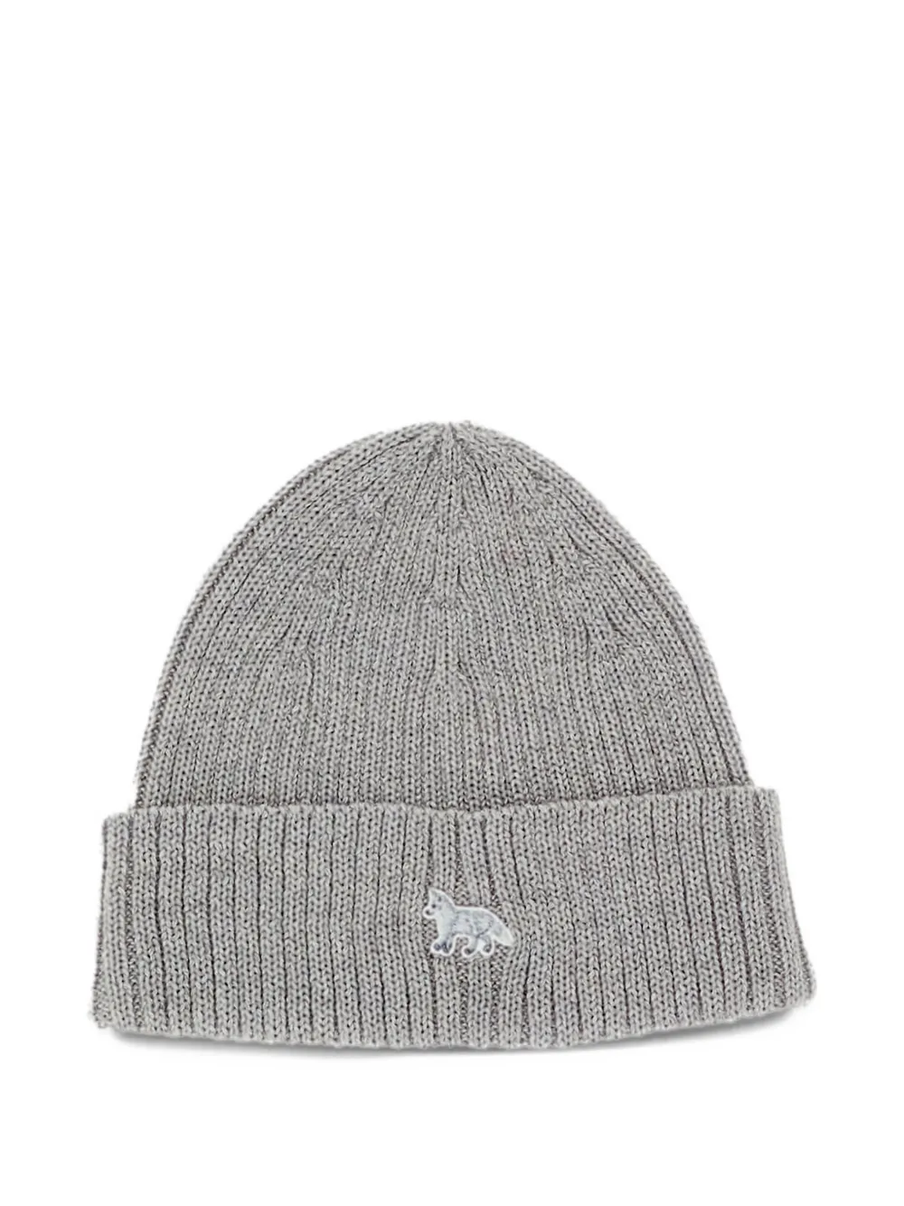 Maison Kitsuné ribbed-knit beanie hat Grijs