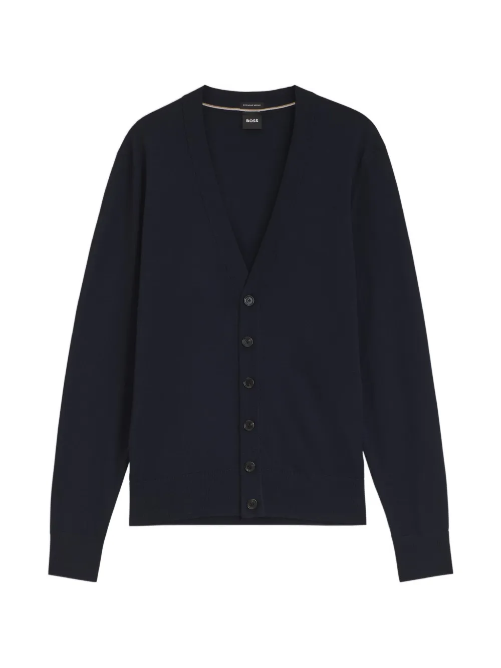BOSS buttoned cardigan in extra-fine merino wool - Blu