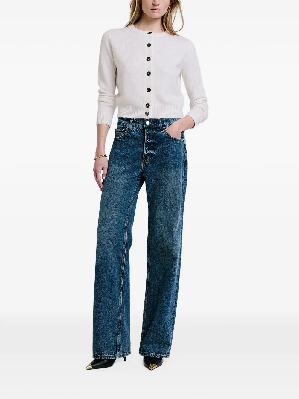 ANINE BING Noah button-front cardigan Wit