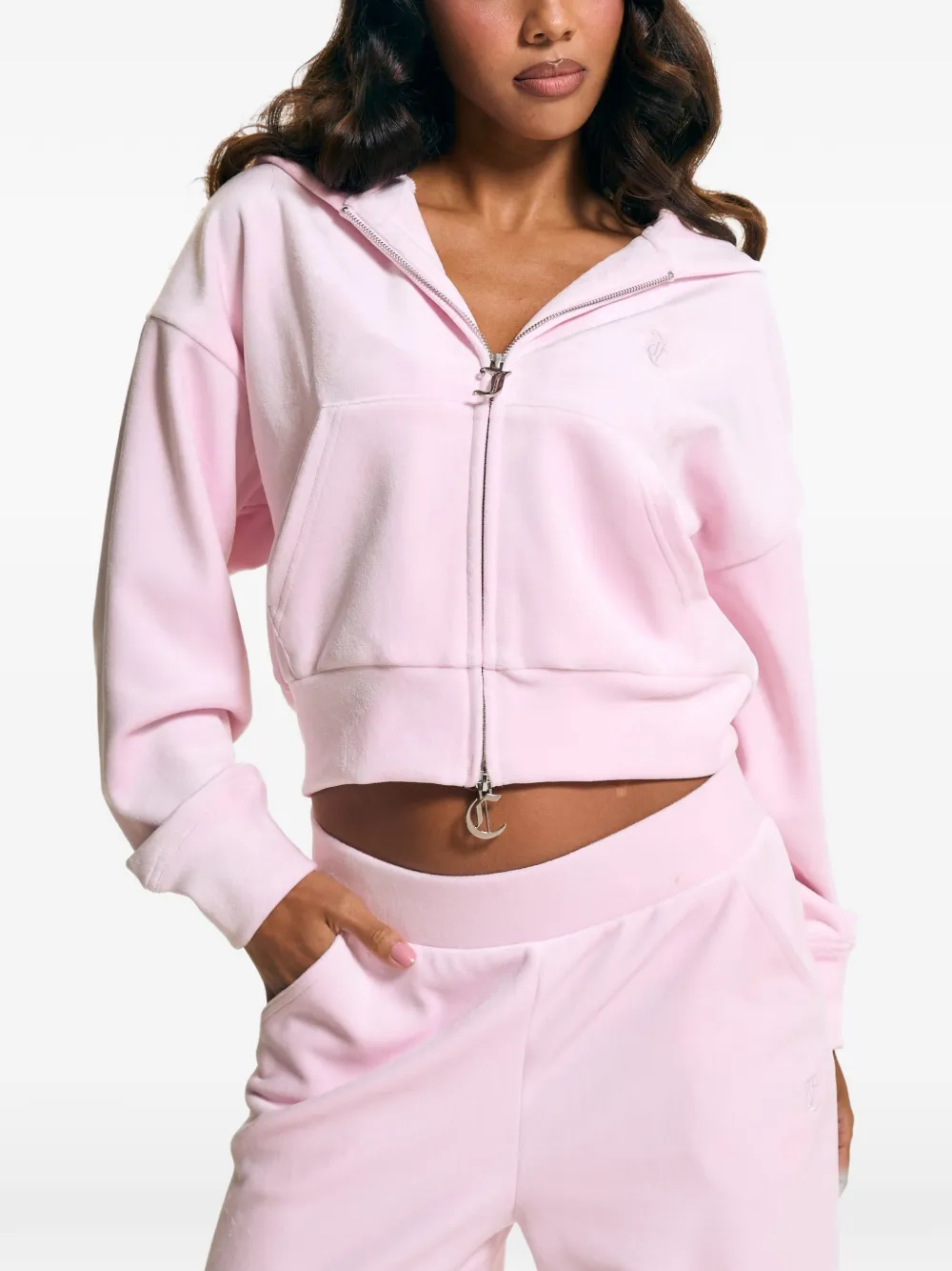 Juicy Couture velour bonded hoodie Roze