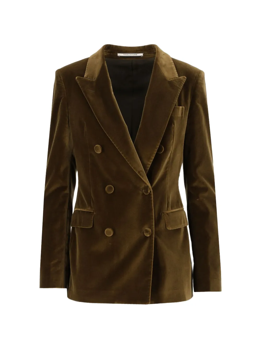 Tagliatore double-breasted velvet jacket Groen