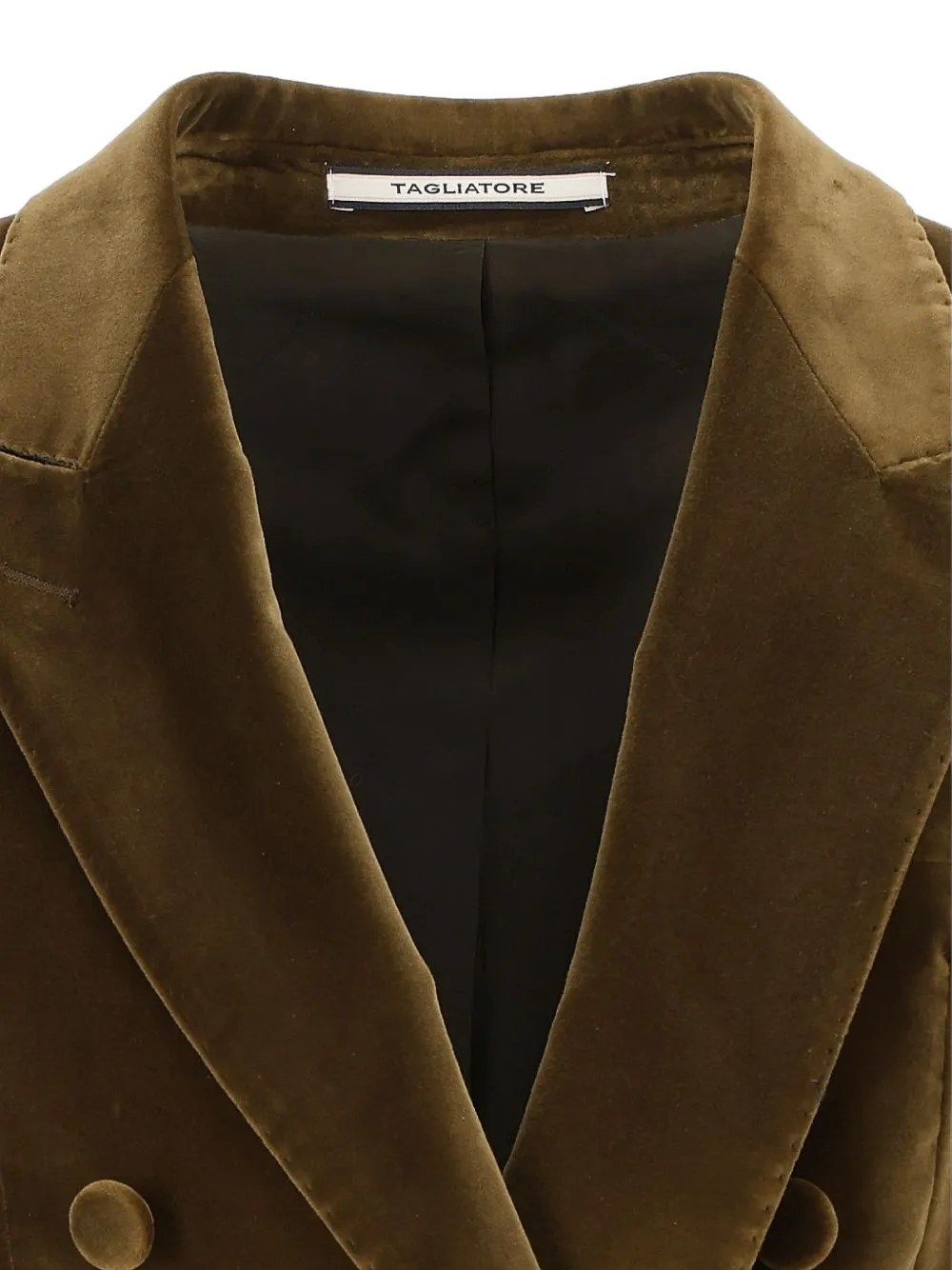 Tagliatore double-breasted velvet jacket Groen