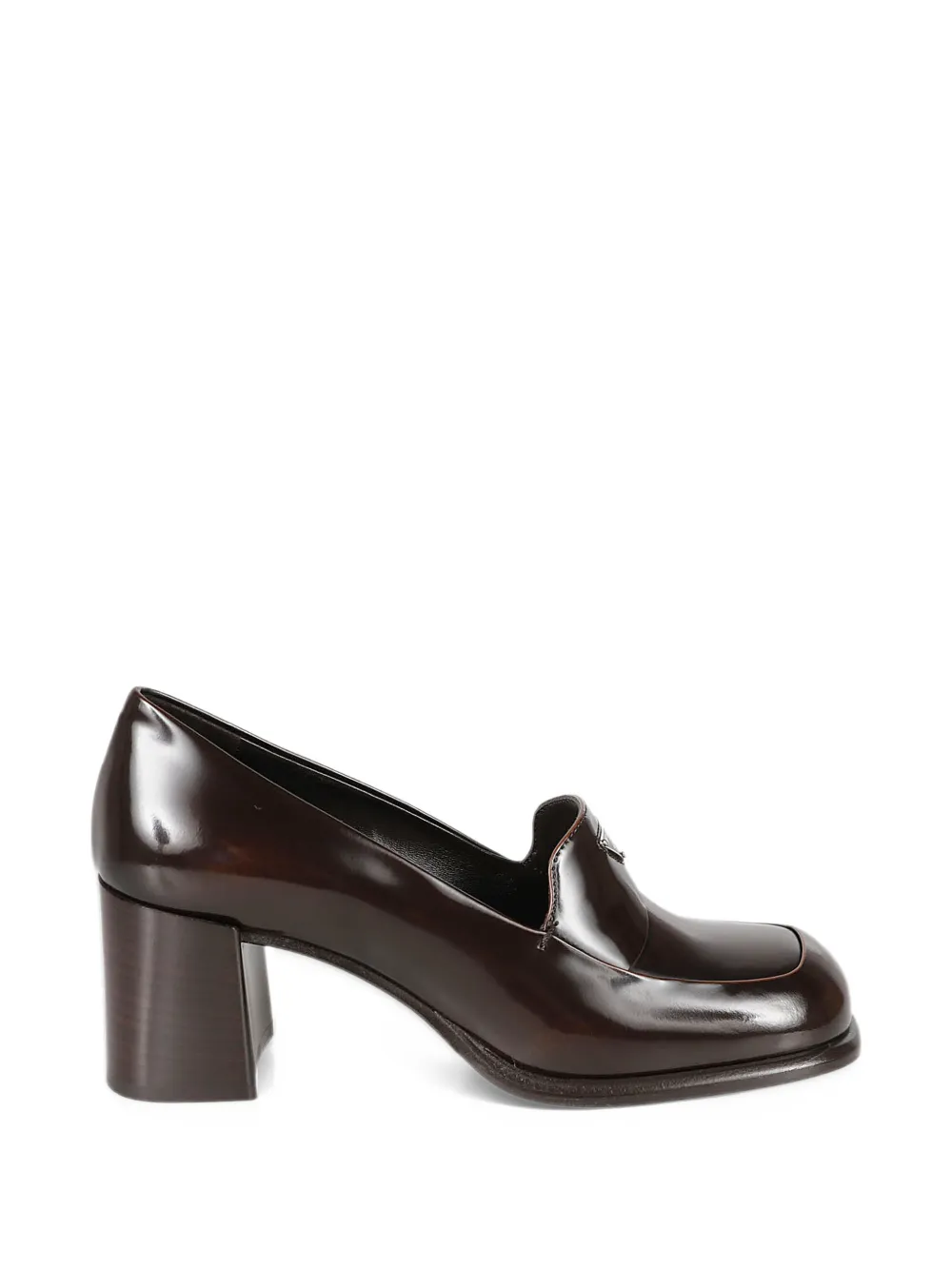 Prada logo-plaque block-heel loafers - Marrone
