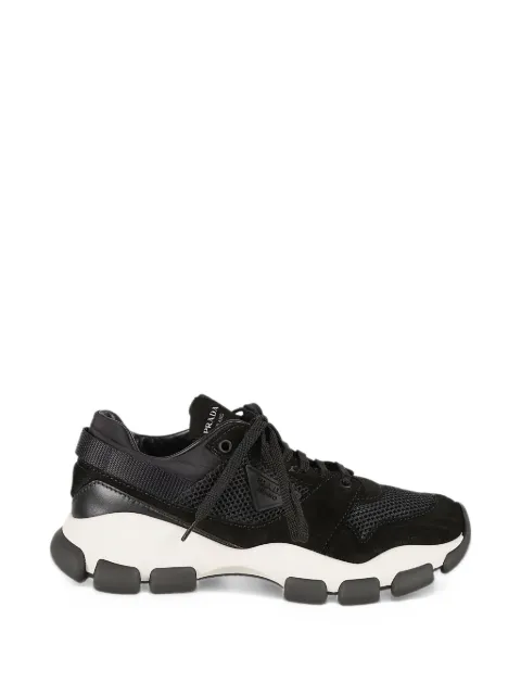 Prada mesh-fabric and suede sneakers