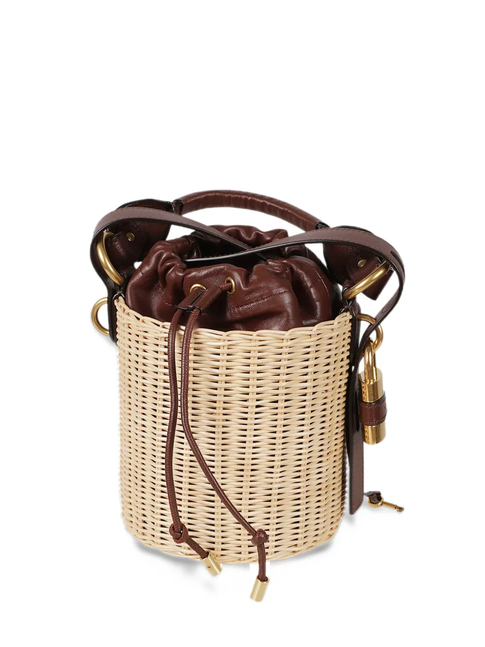 Chloé small Paddington bucket bag in wicker - Toni neutri