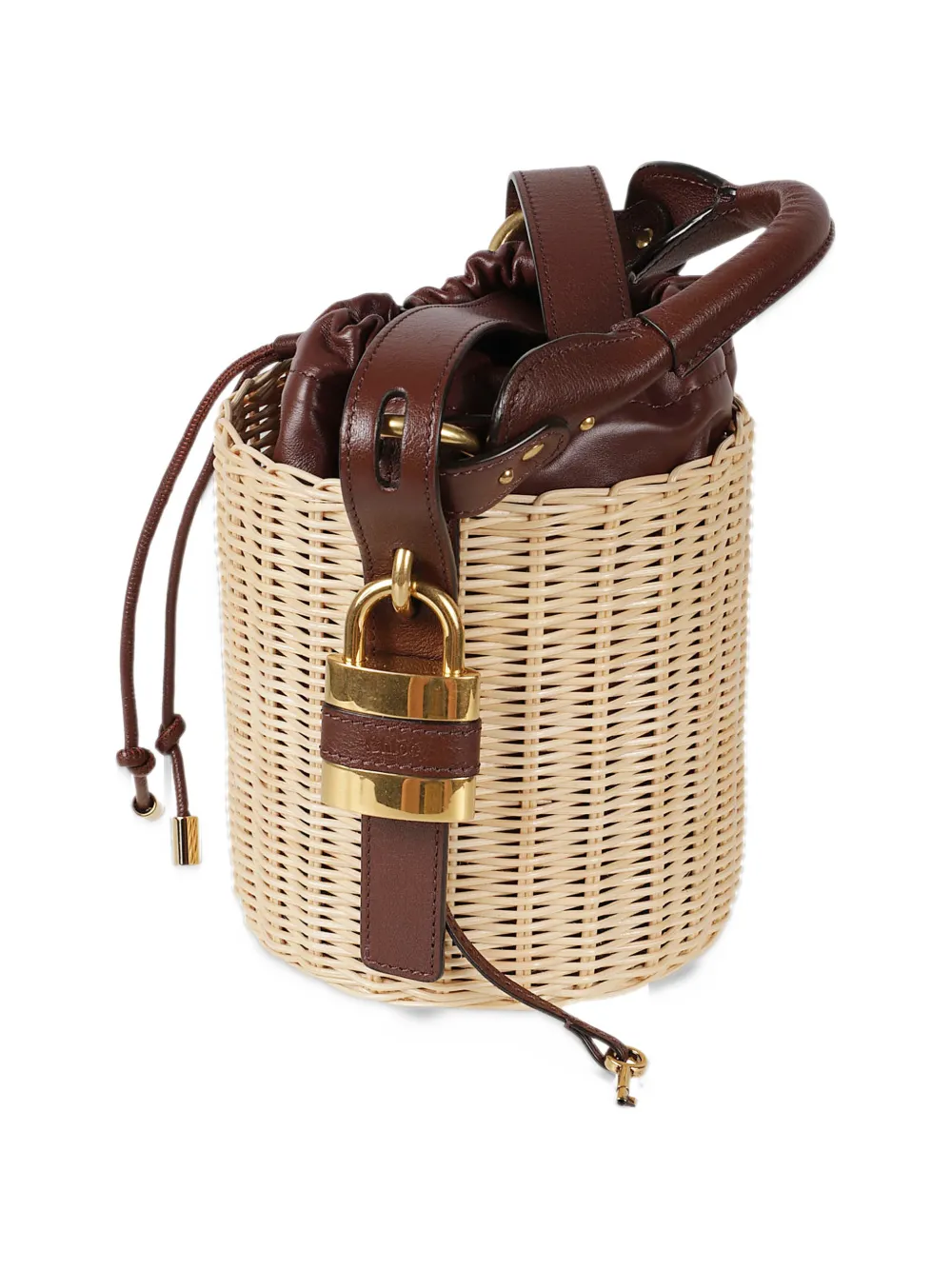 Chloé small Paddington bucket bag in wicker Beige