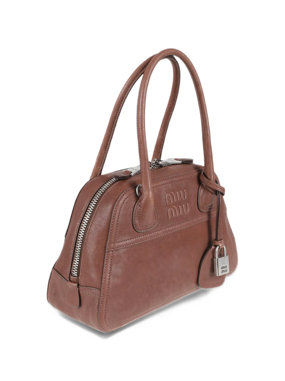 Miu Vivant nappa-leather bag Bruin