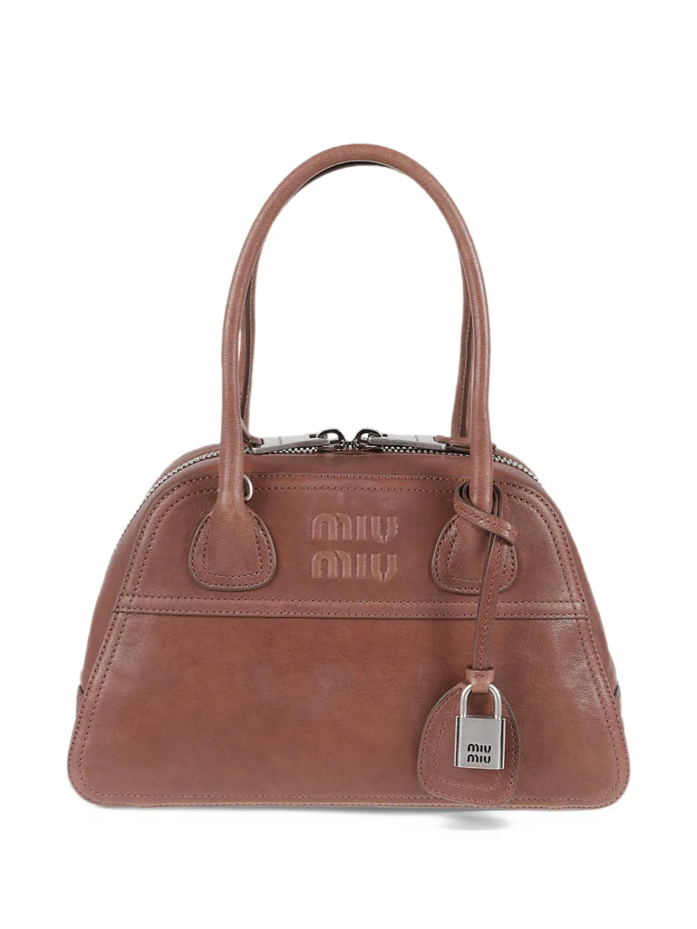 Miu Vivant nappa-leather bag Bruin