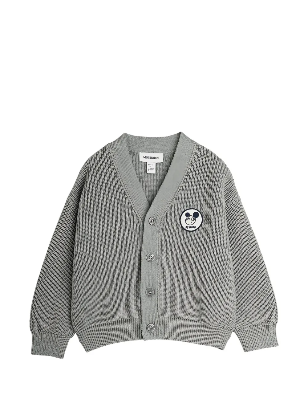 Mini Rodini Ritzratz logo-patch ribbed cardigan - Grigio