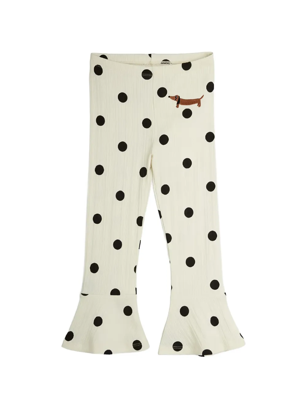 Mini Rodini polka-dot ribbed-knit trousers Beige