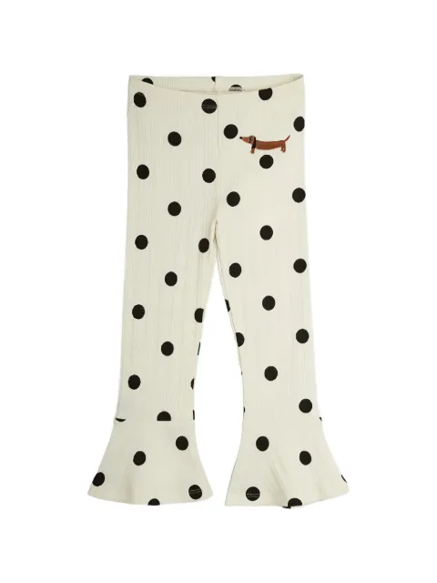Mini Rodini polka-dot ribbed-knit trousers