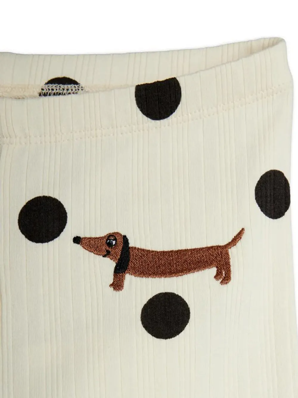 Mini Rodini polka-dot ribbed-knit trousers Beige