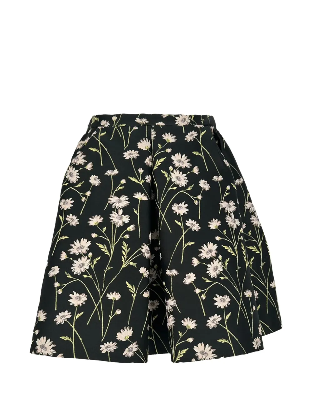 Giambattista Valli Vintage Daisy-print pleated mini skirt - Nero