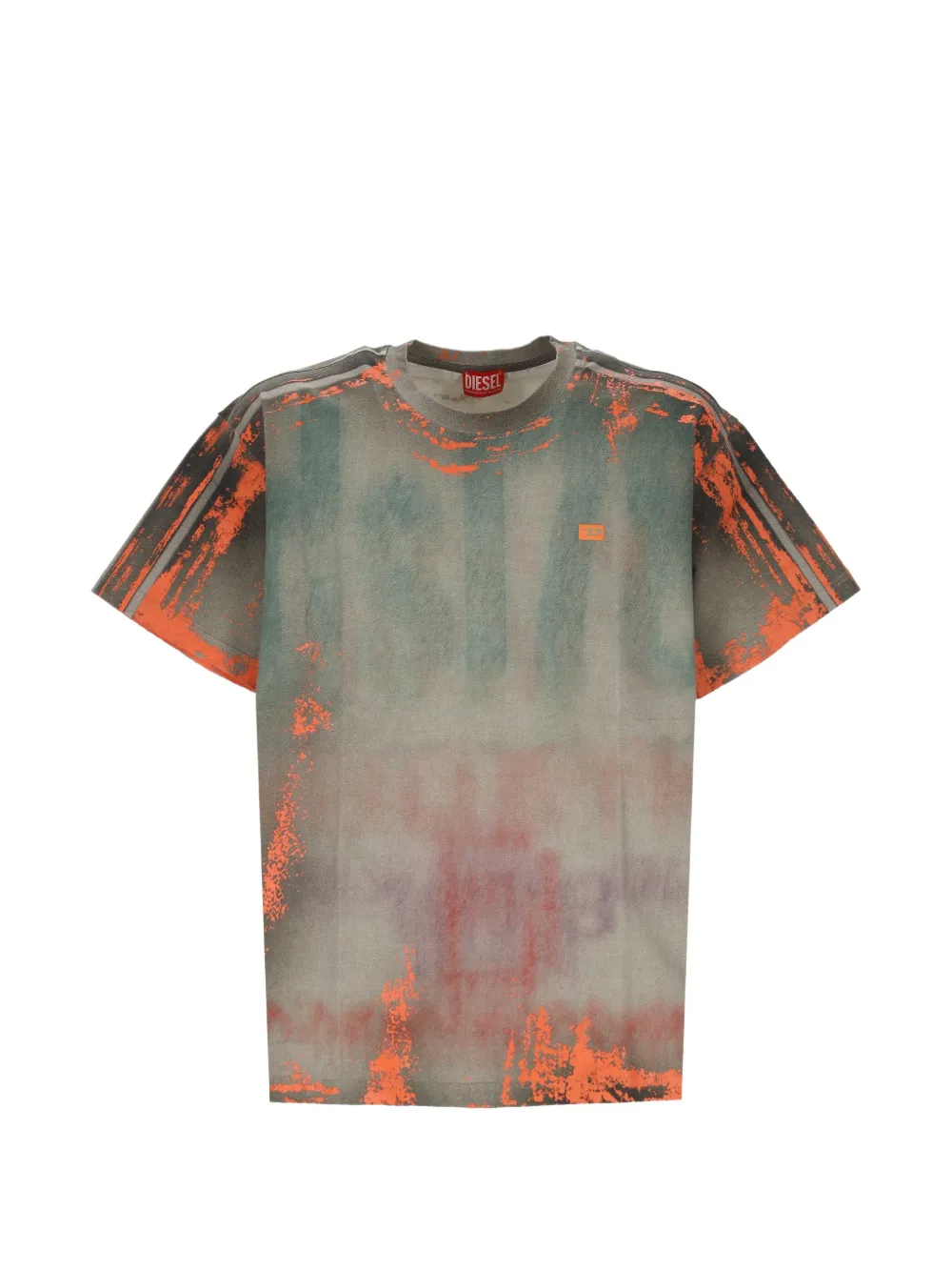Diesel T-shirt in cracked leather-effect jersey - Grigio
