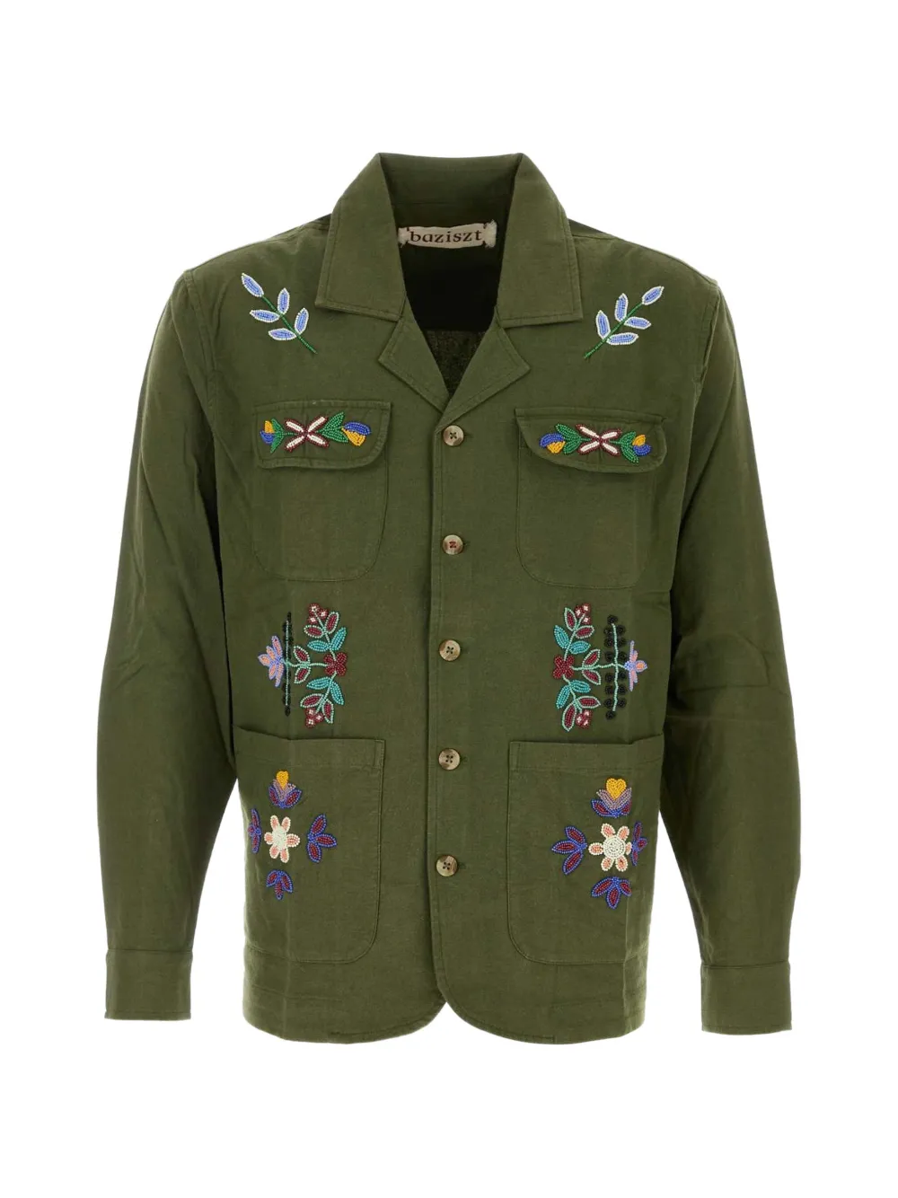 Baziszt Neon bead-embellished corduroy shirt - Green