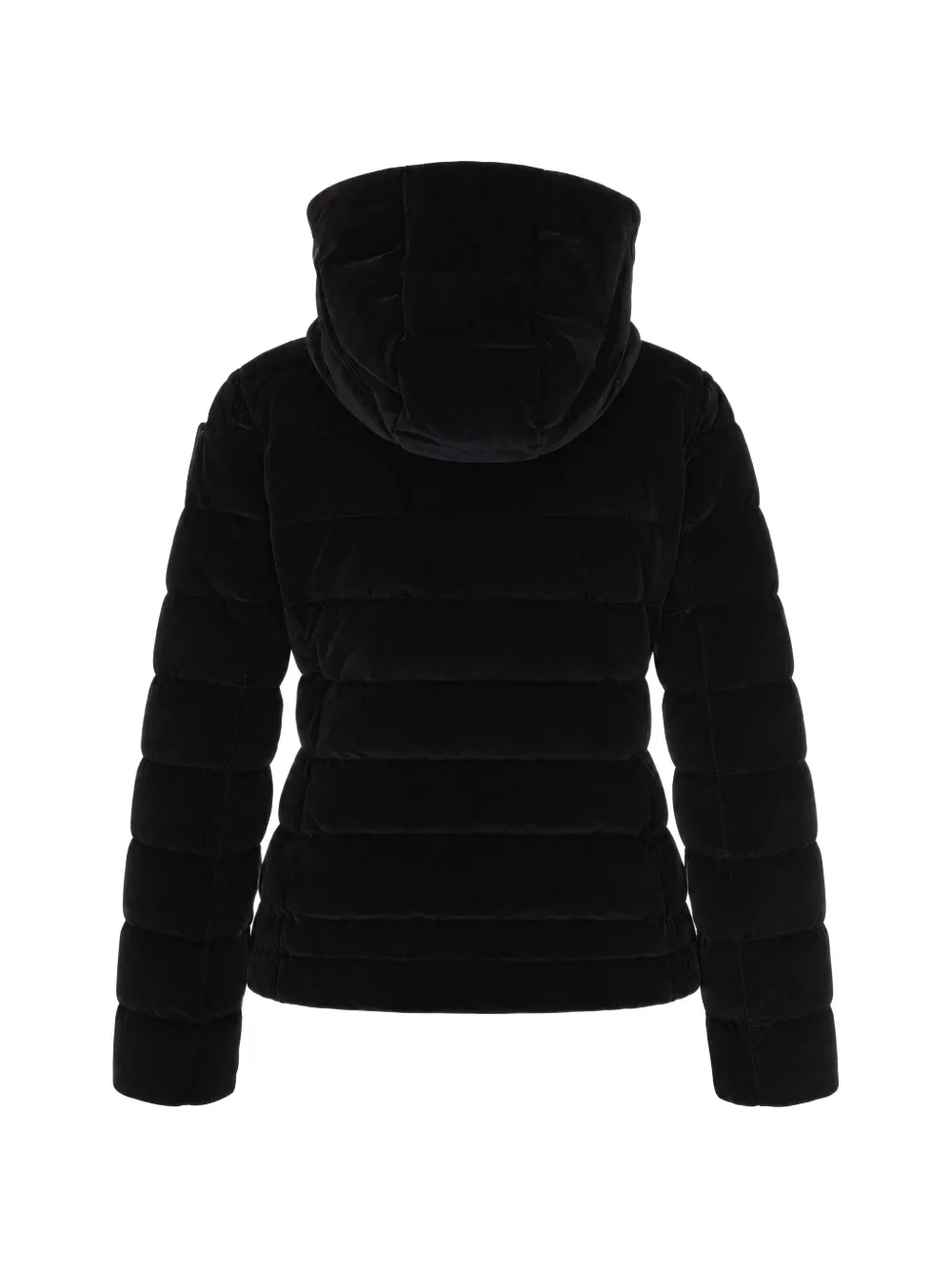 Blauer Velly velvet-effect hooded puffer jacket Zwart