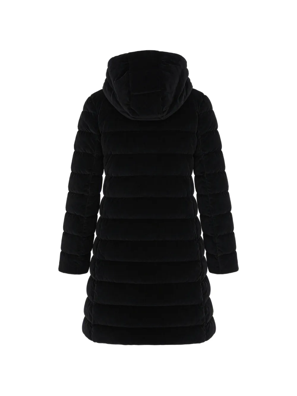 Blauer quilted velvet-effect coat Zwart