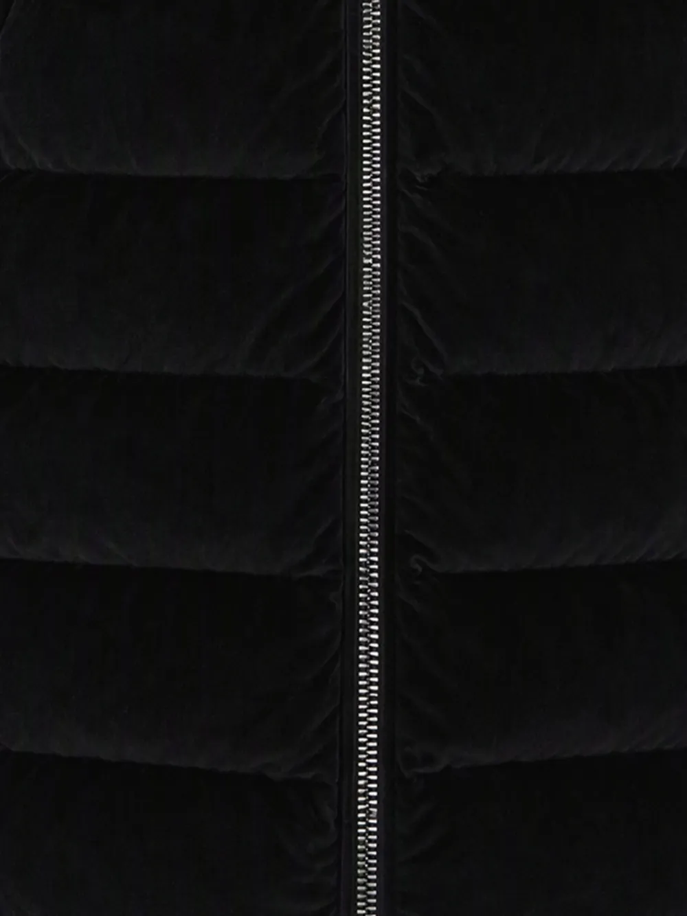 Blauer quilted velvet-effect coat Zwart