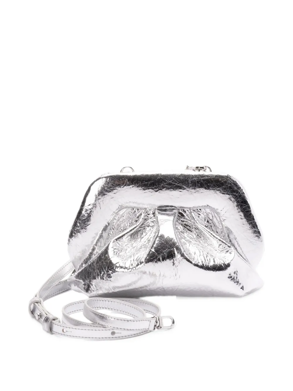 Themoirè Gesmockte schoudertas met metallic-effect Zilver