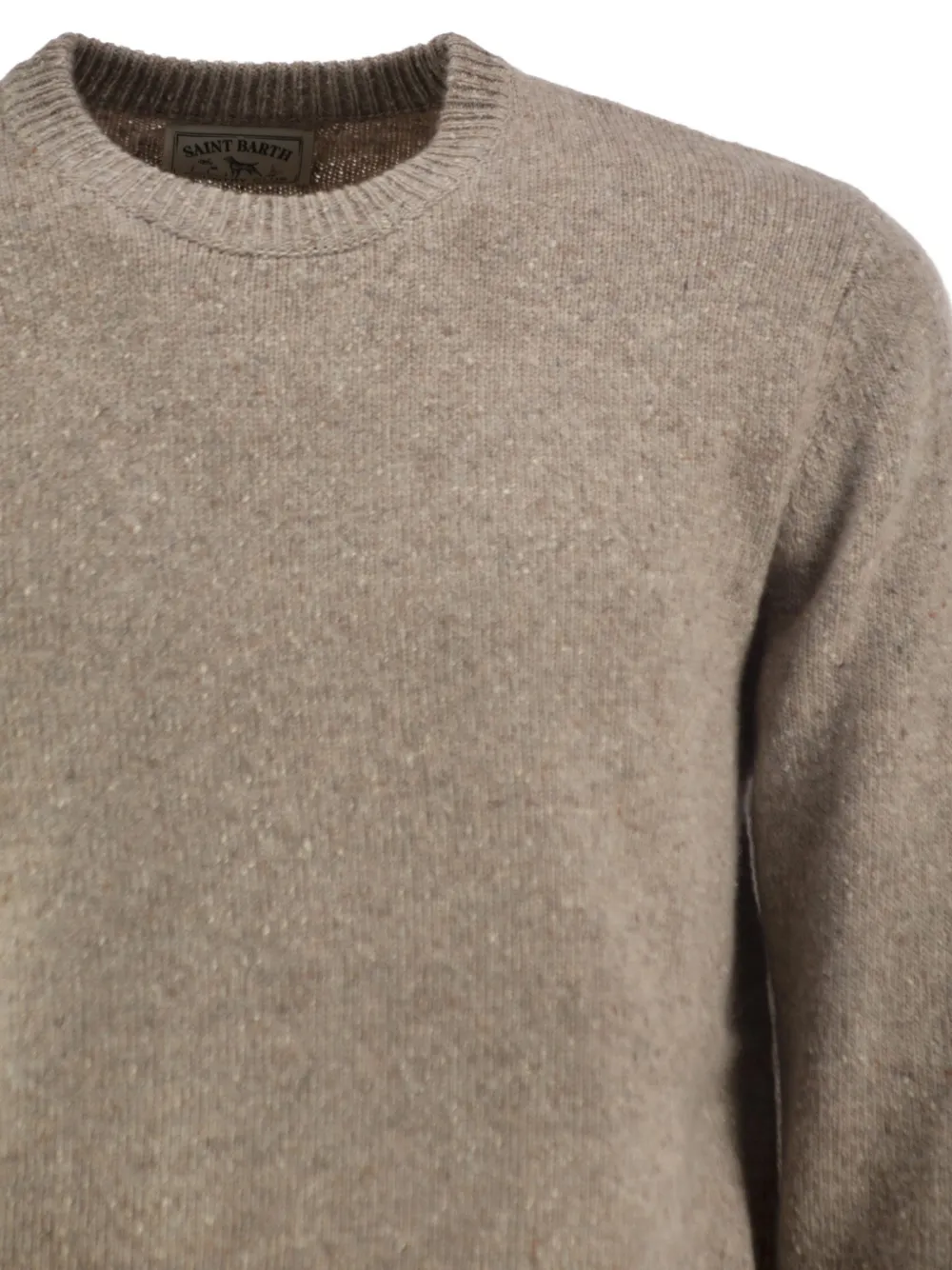 MC2 Saint Barth khaki Regent wool-blend Donegal-knit crewneck sweater Beige