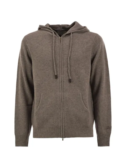 MC2 Saint Barth beige Notting lambswool hooded knit with full zip