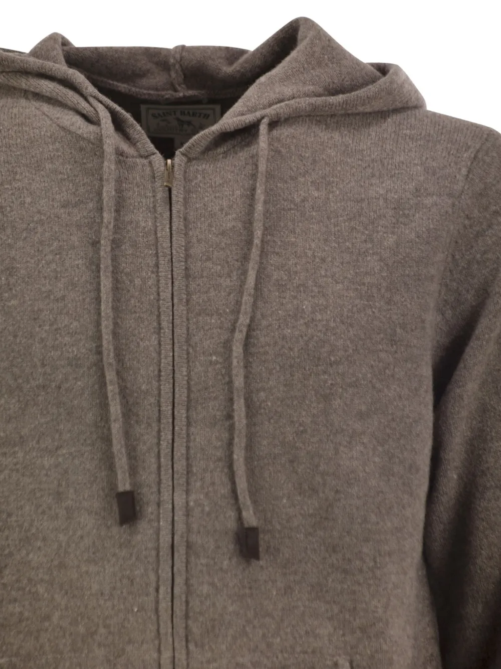 MC2 Saint Barth beige Notting lambswool hooded knit with full zip