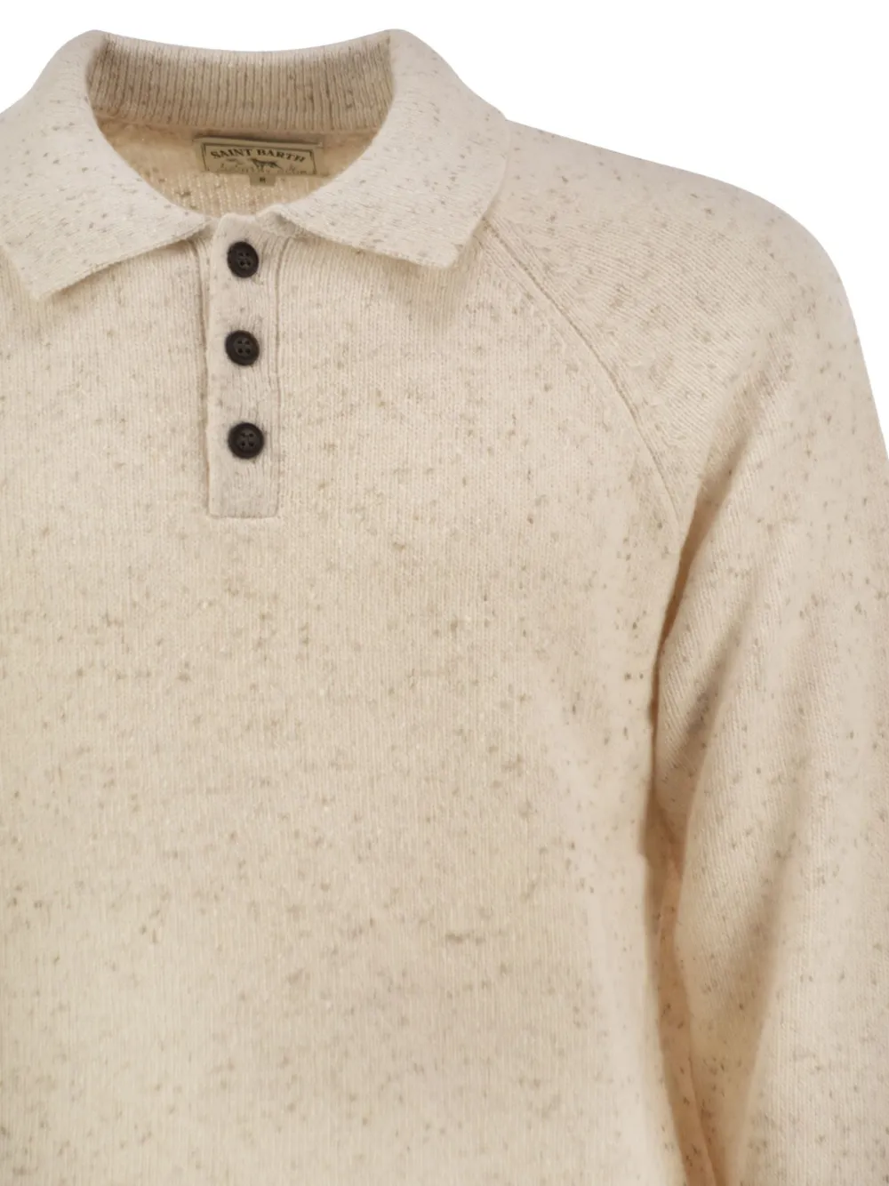MC2 Saint Barth beige Alfie wool-blend Donegal knit polo