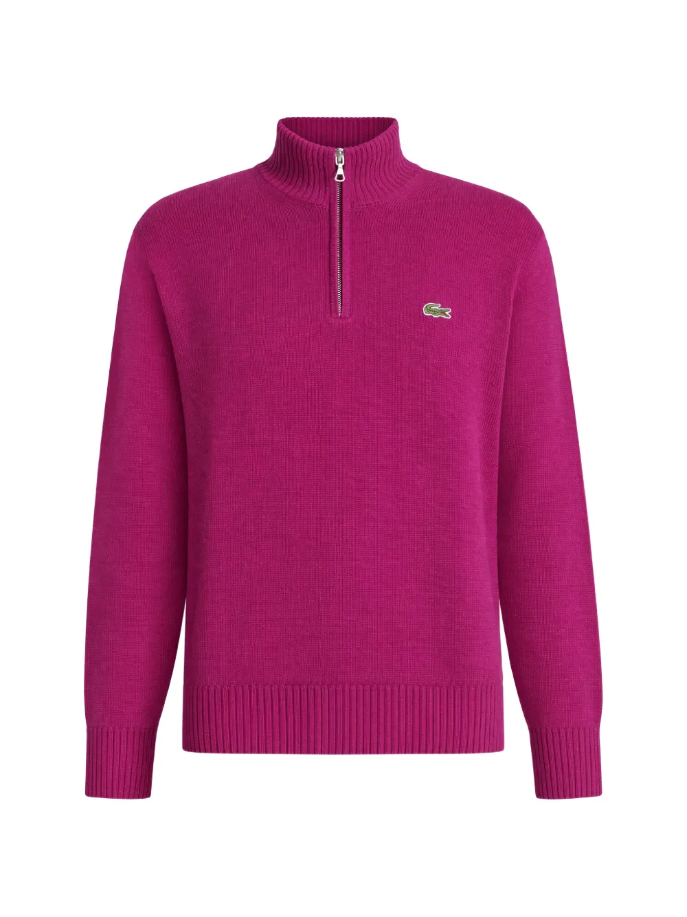 Lacoste zip-up high-neck wool sweater Roze