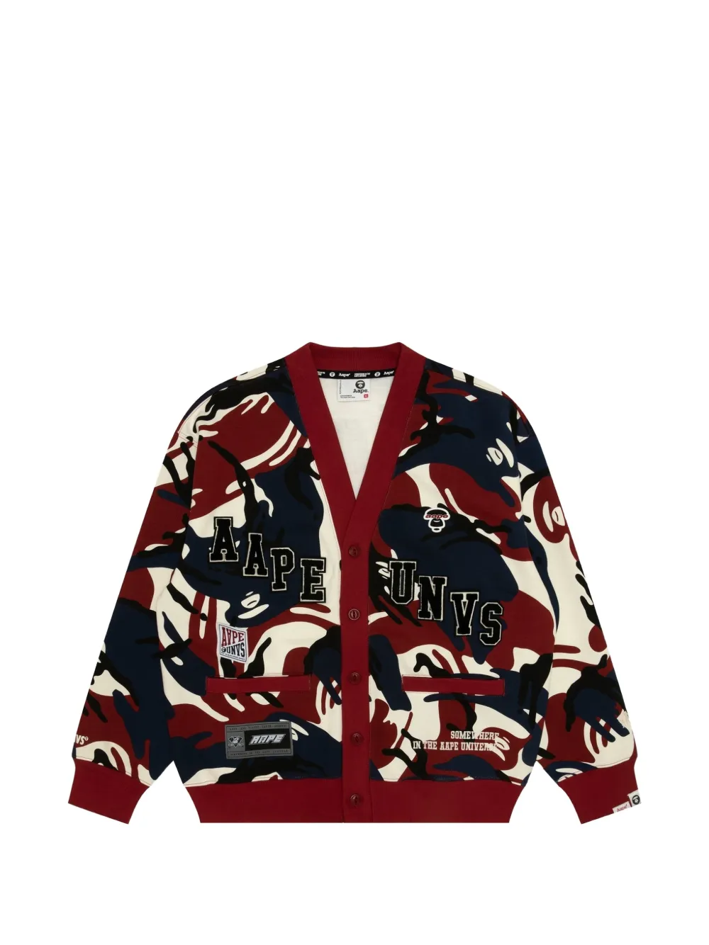 AAPE BY *A BATHING APE® camo-print logo-patch cardigan - Red
