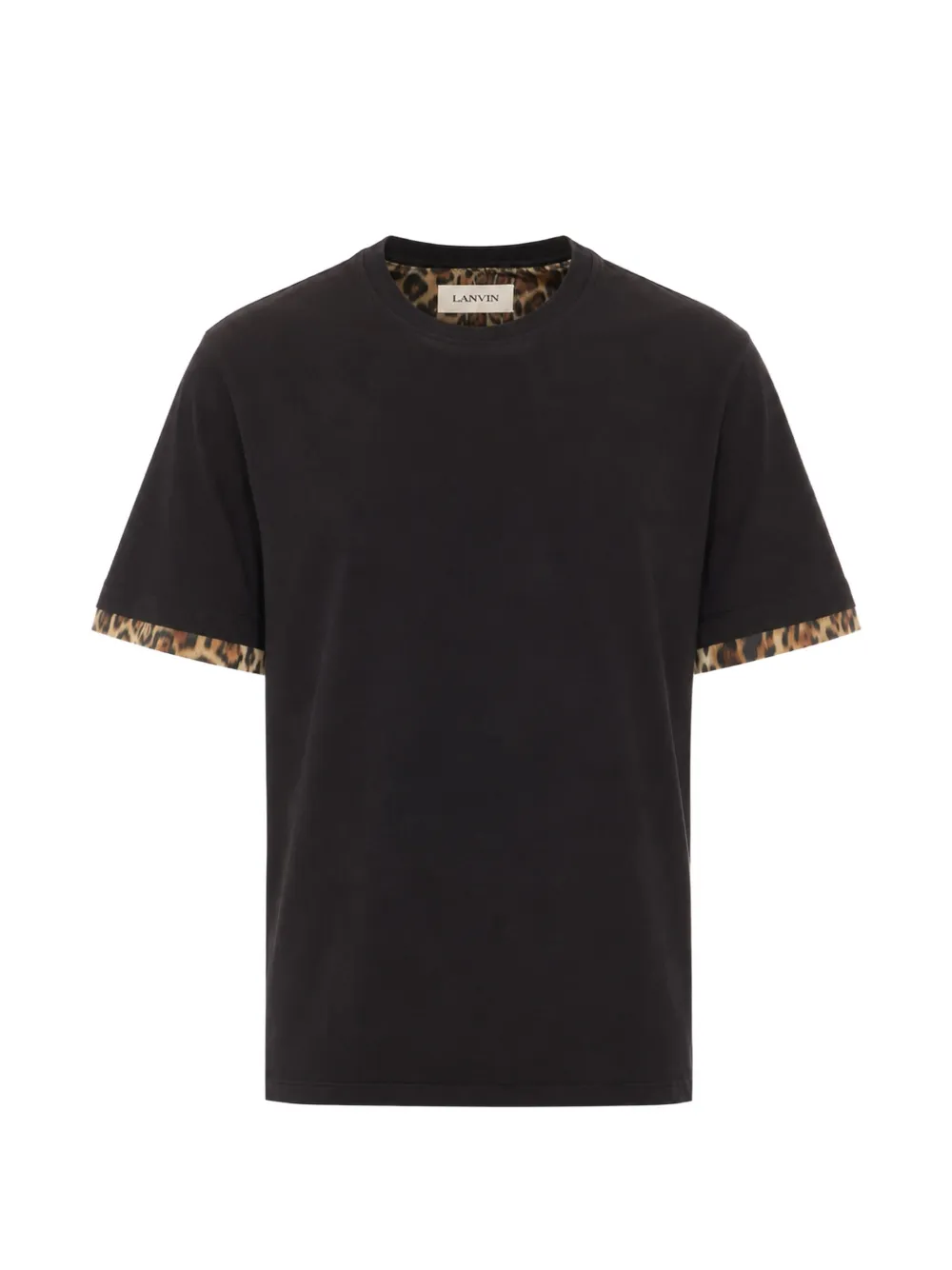Lanvin leopard-print trim T-shirt - Nero