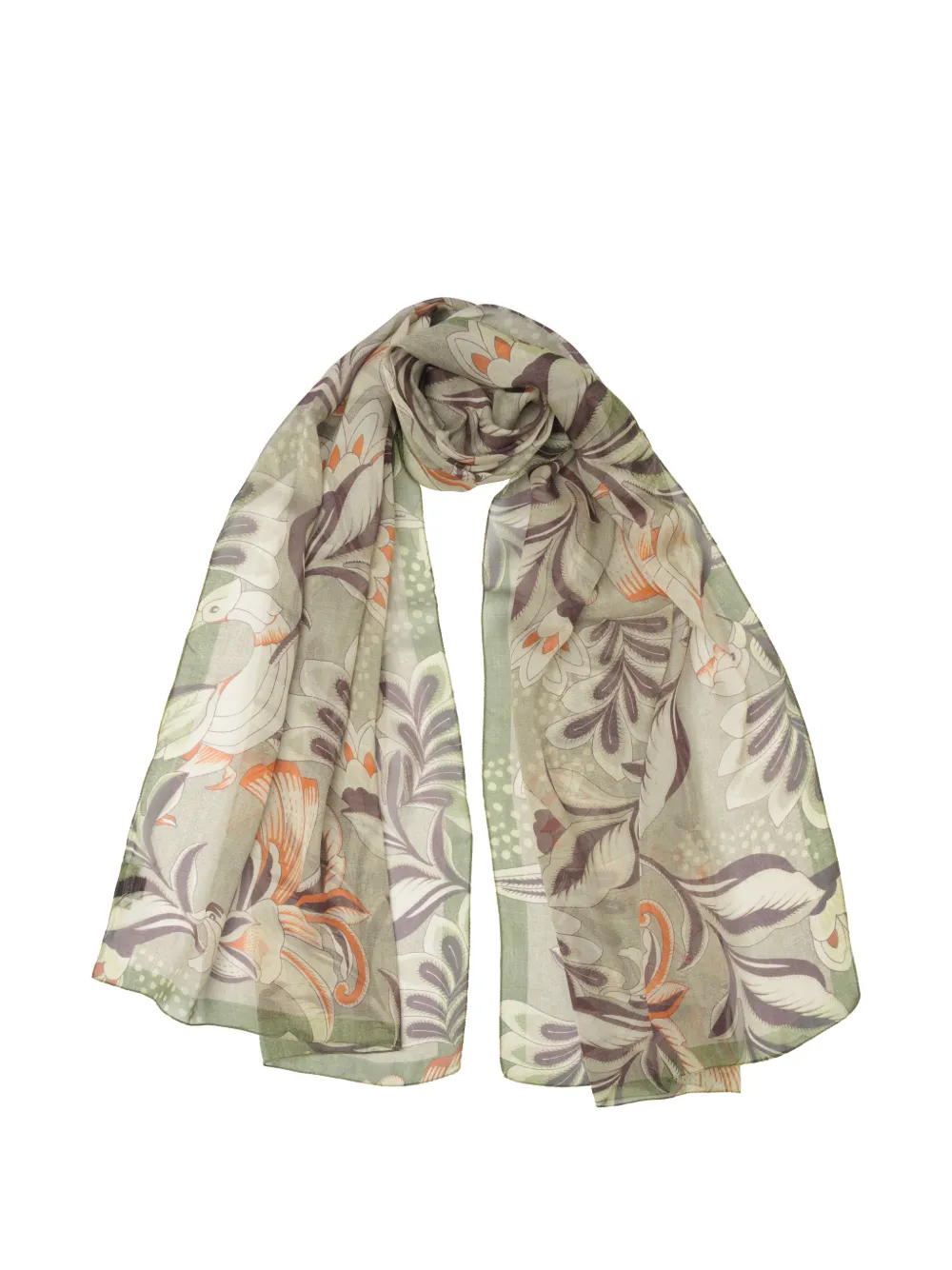 Elizabetta Delfina floral-print silk scarf - Verde