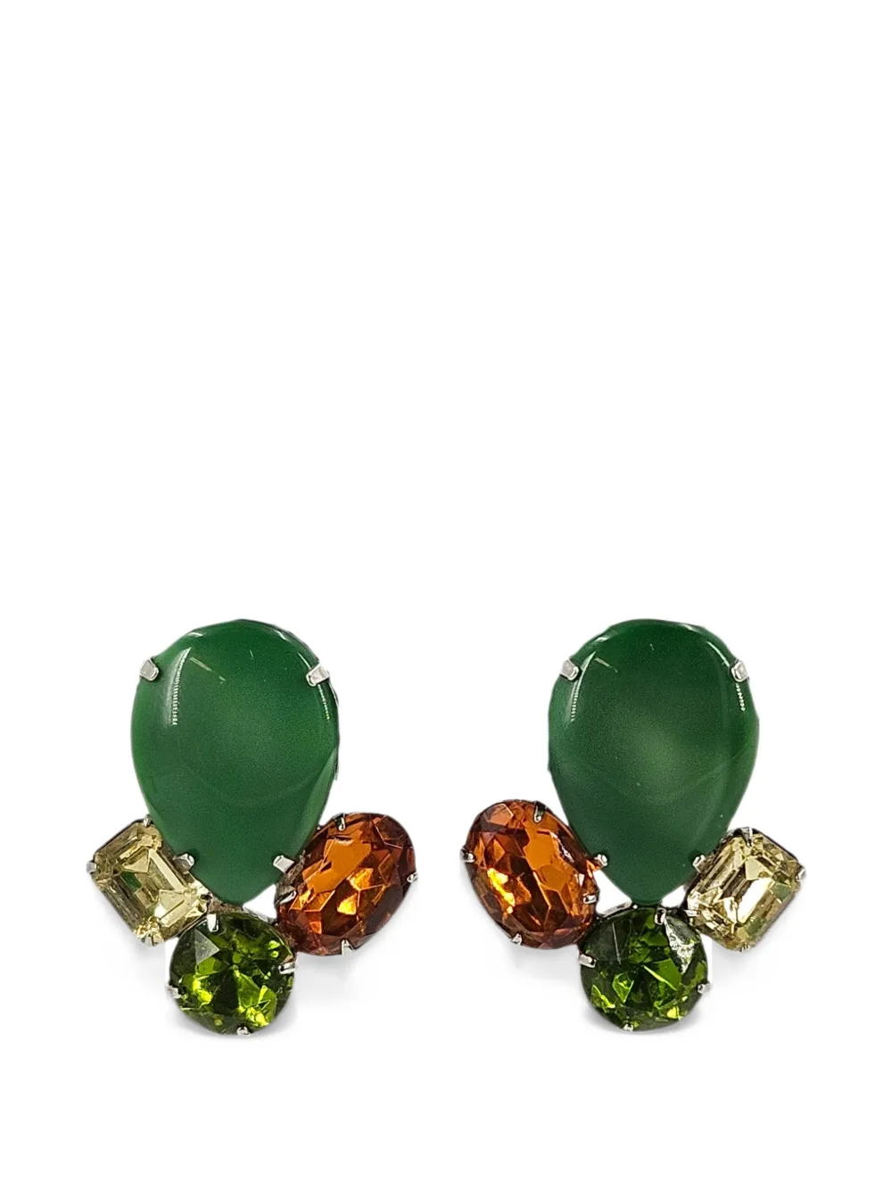 Madison 1980s cabochon rhinestone clip-on earrings - Argento