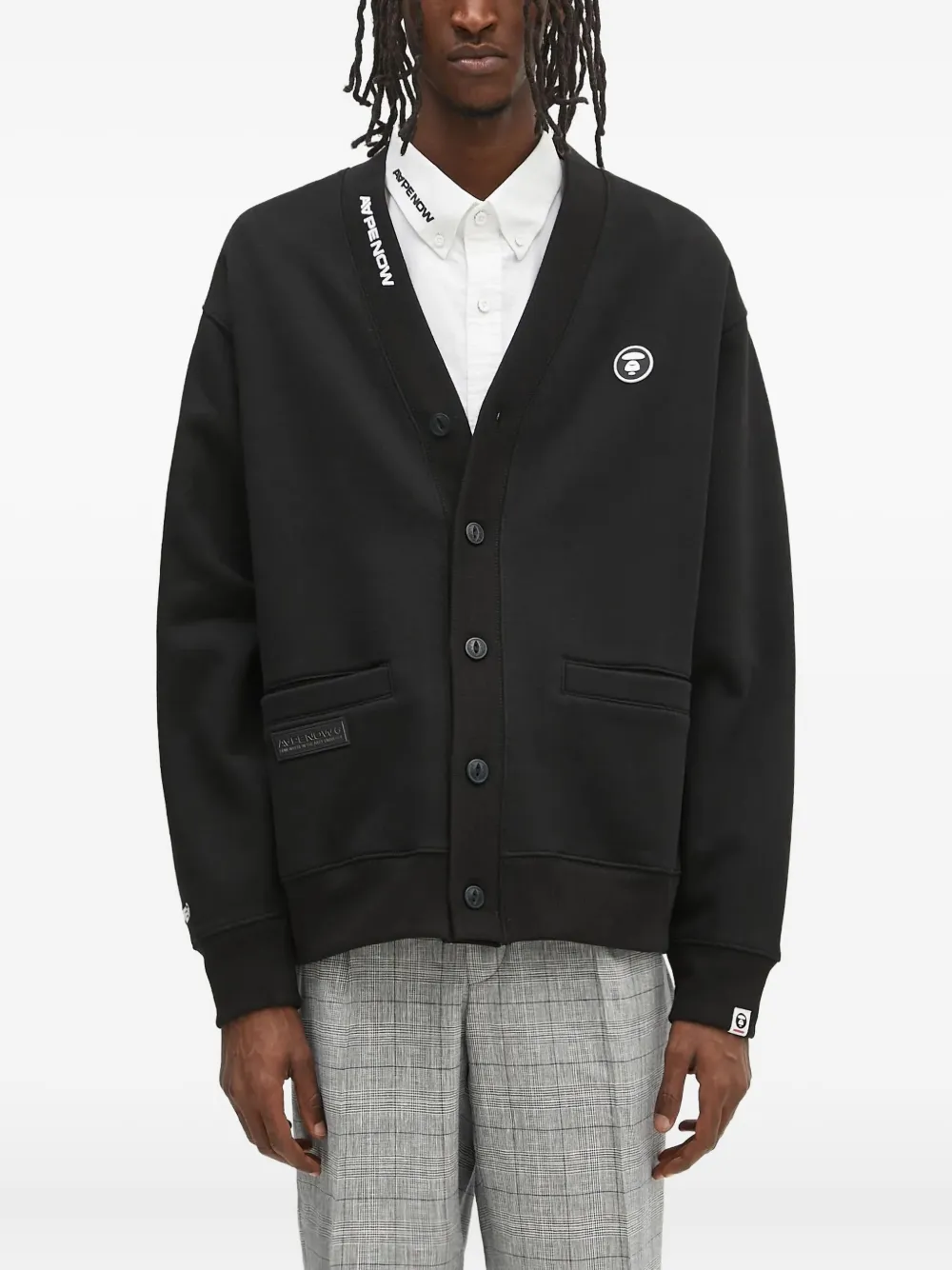 AAPE BY *A BATHING APE® Moonface logo-patch cardigan - Nero